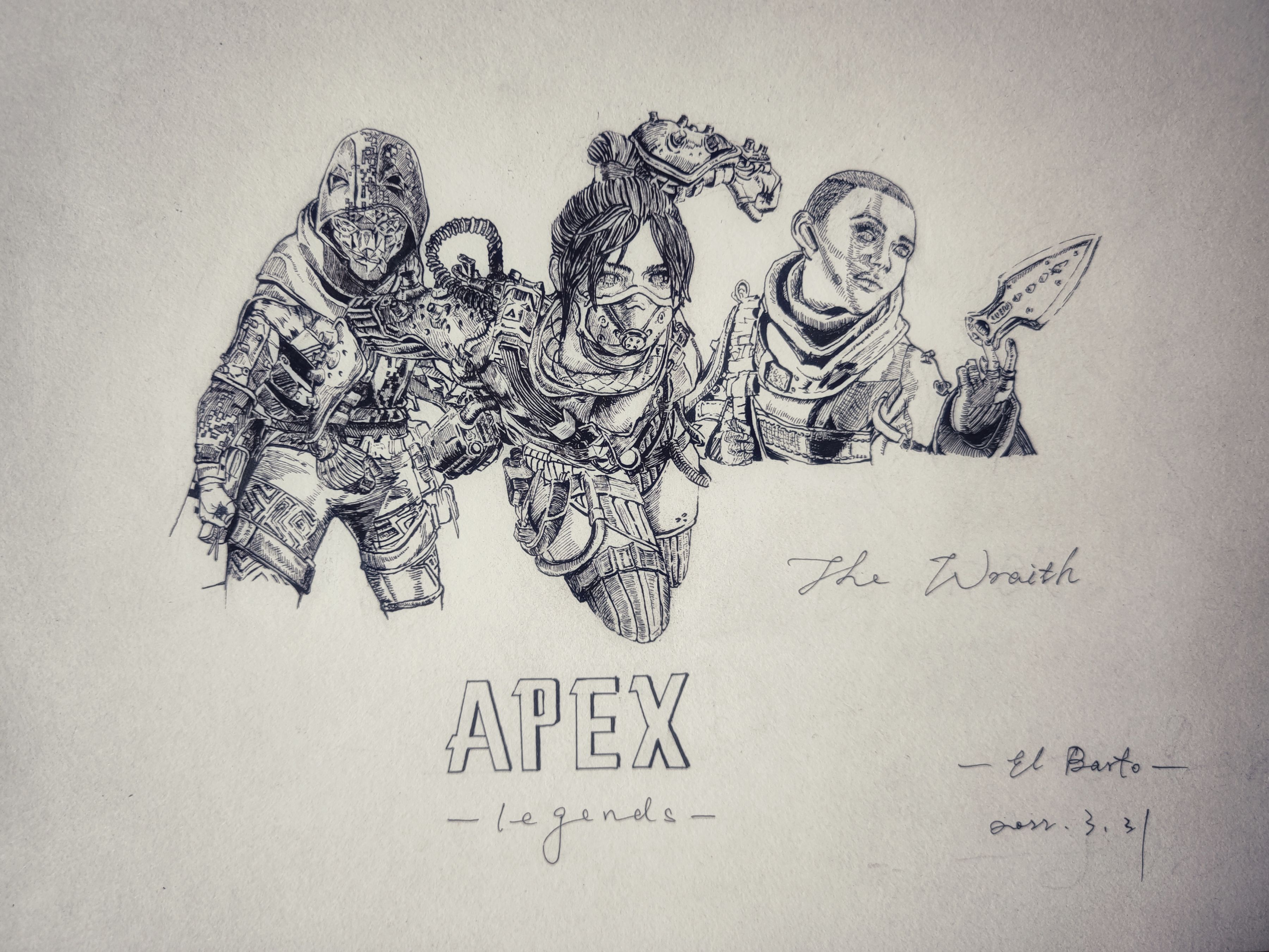 【Apex 英雄】鋼筆畫《apex惡靈》