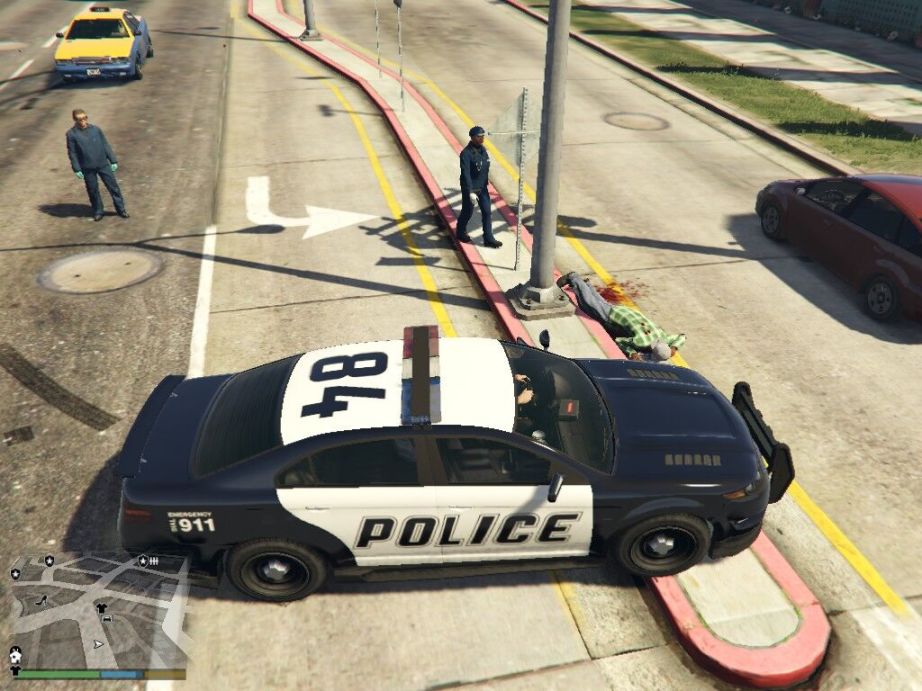 【侠盗猎车手5】[LSPD执勤记录]抢劫犯逃跑过程中被轿车撞倒-第3张