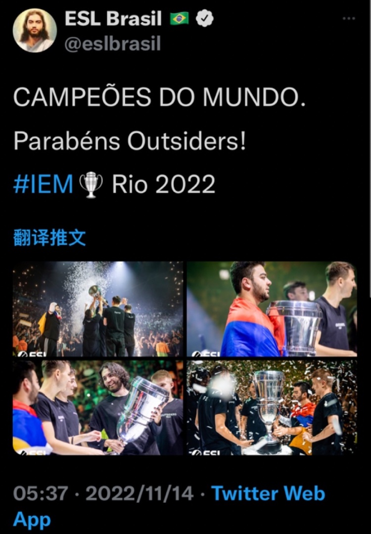 【PC游戏】巴西ESL将推特头像换成jame 各选手纷纷在推特祝贺outsiders-第0张