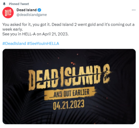 【PC游戏】反向跳票！《死亡岛2》官方宣布本作将在4月21日提前发售！-第0张