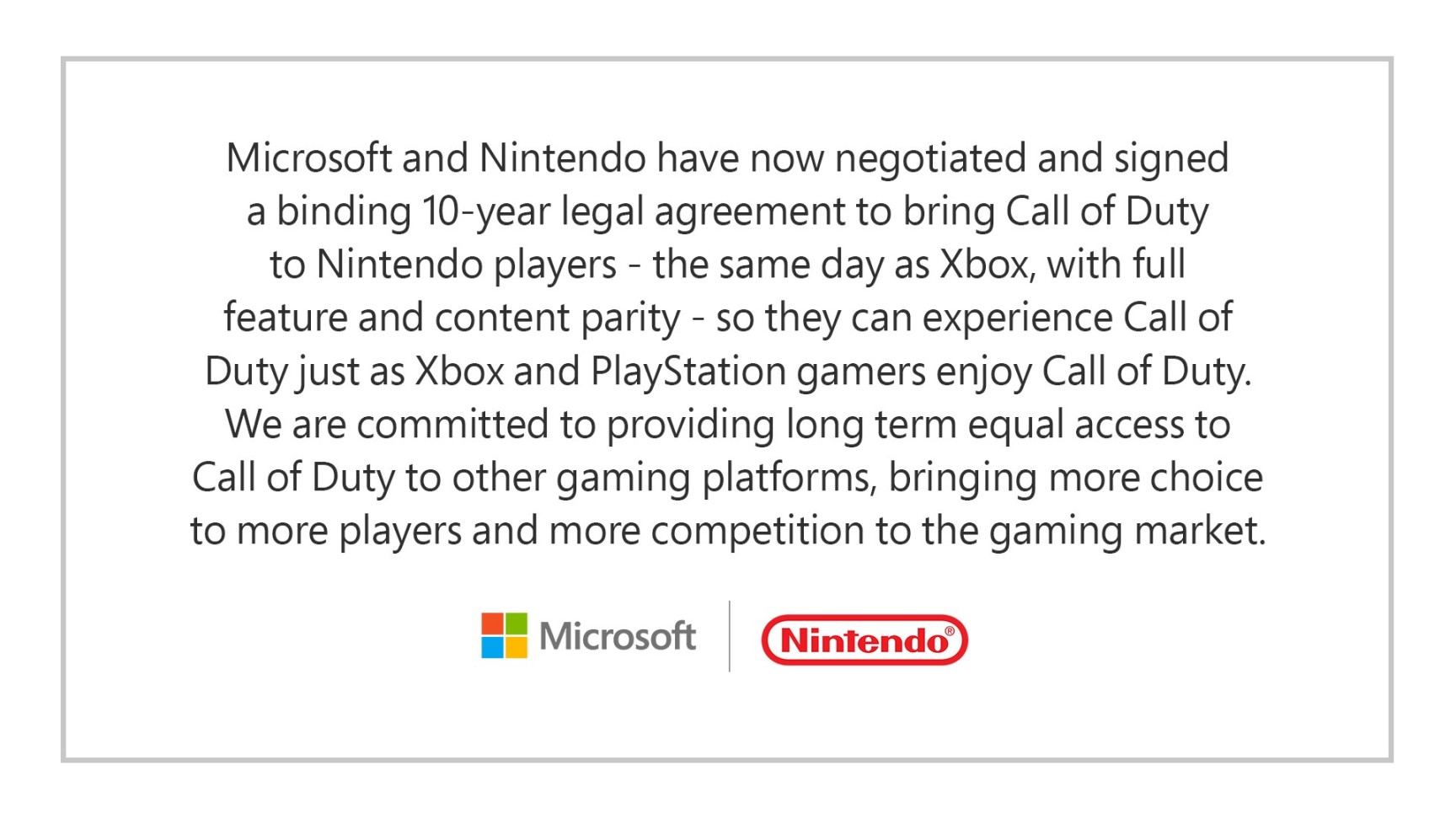 【Switch】收购动视成功？微软和任天堂签署10年合同！将Xbox游戏带给NS玩家-第1张