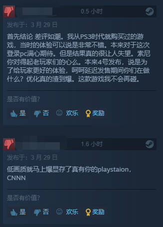 【PC游戏】优化堪忧！《最后生还者第一部》Steam好评率仅33%-第4张