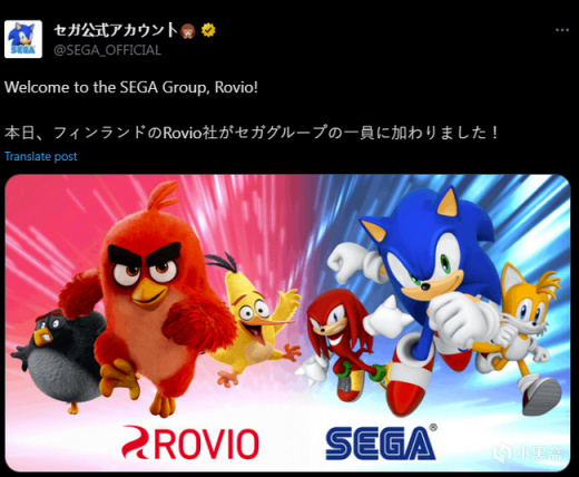 【手机游戏】Sega发布推特表示收购《愤怒的小鸟》开发商正式完成