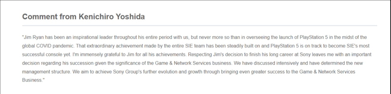 索尼CEO稱讚吉姆瑞恩並且表示PS5有望成為SIE史上最成功的遊戲機-第1張