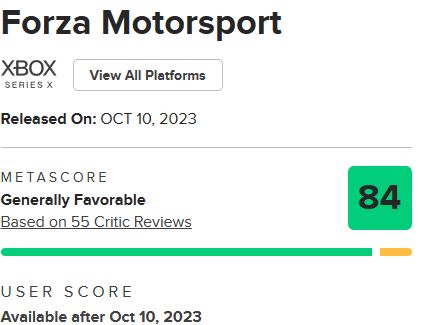《极限竞速》媒体评分解禁，MC站84分，IGN8分，10月11日发售-第0张