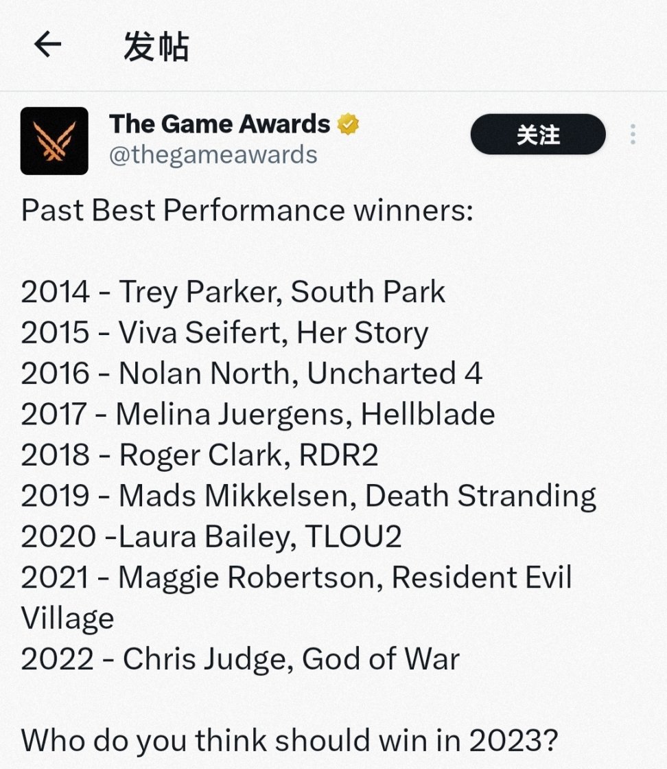 【PC游戏】TGA罗列历届最佳表演奖，提问玩家觉得今年谁会赢-第0张
