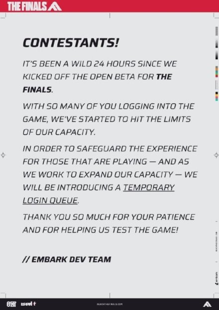 前 DICE 出品！《The Finals》在线峰值突破 23 万人，挤爆服务器