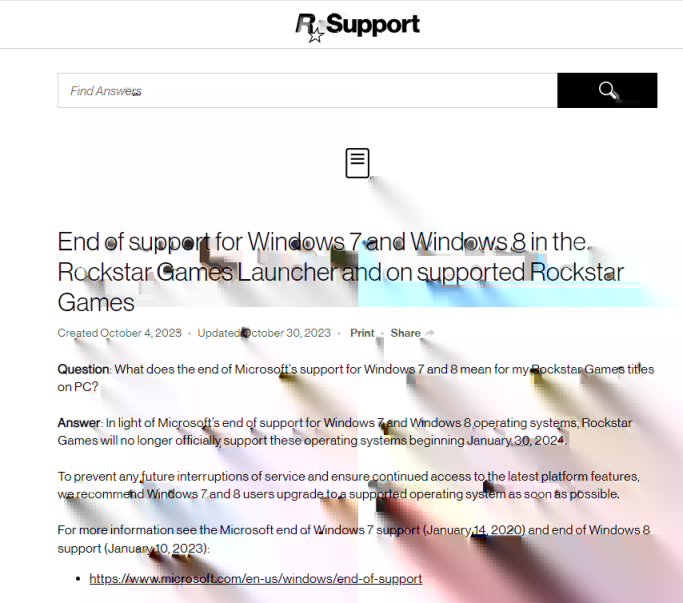 【PC遊戲】R星:旗下游戲2024年1月30起將不再支持Win7/8系統-第1張