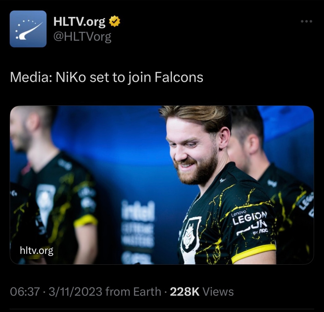 【CS2】HLTV：Niko将准备加入Falcons-第0张