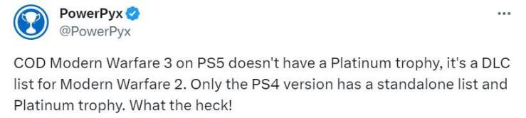《COD20》PS5版无白金奖杯，仅为前作DLC-第0张