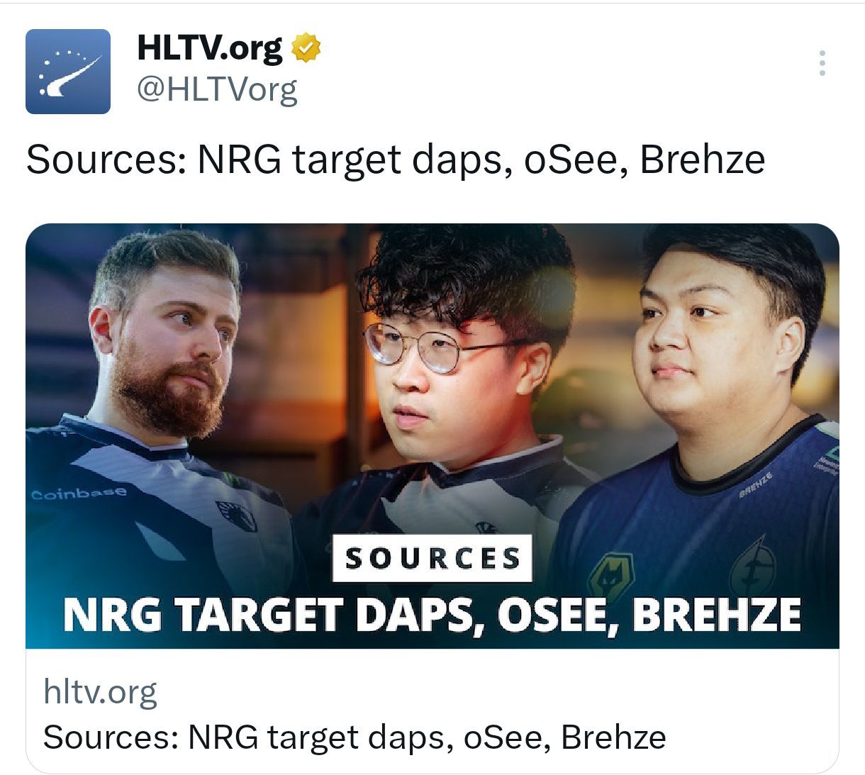 【CS2】HLTV：爆料称NRG将签下DAPS、OSEE、BREHZE-第0张
