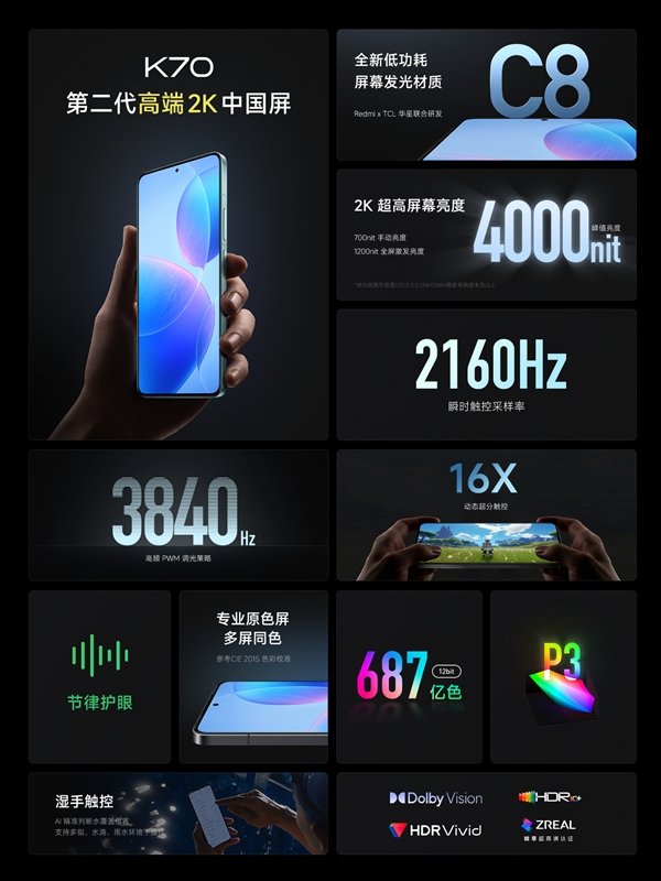 史上最强标准版？Redmi K70发布:2499起