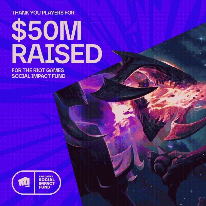【PC游戏】Riot游戏的社会影响力基金已募集5000万美元，用于慈善、教育领域