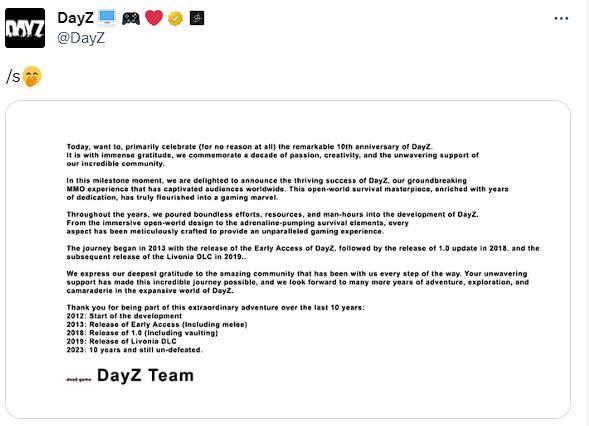 《DayZ》和《Rust》使用《浩劫前夕》的公告模板發帖-第1張