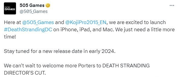 【PC遊戲】IOS版《死亡擱淺》官宣延期至明年發佈！-第0張