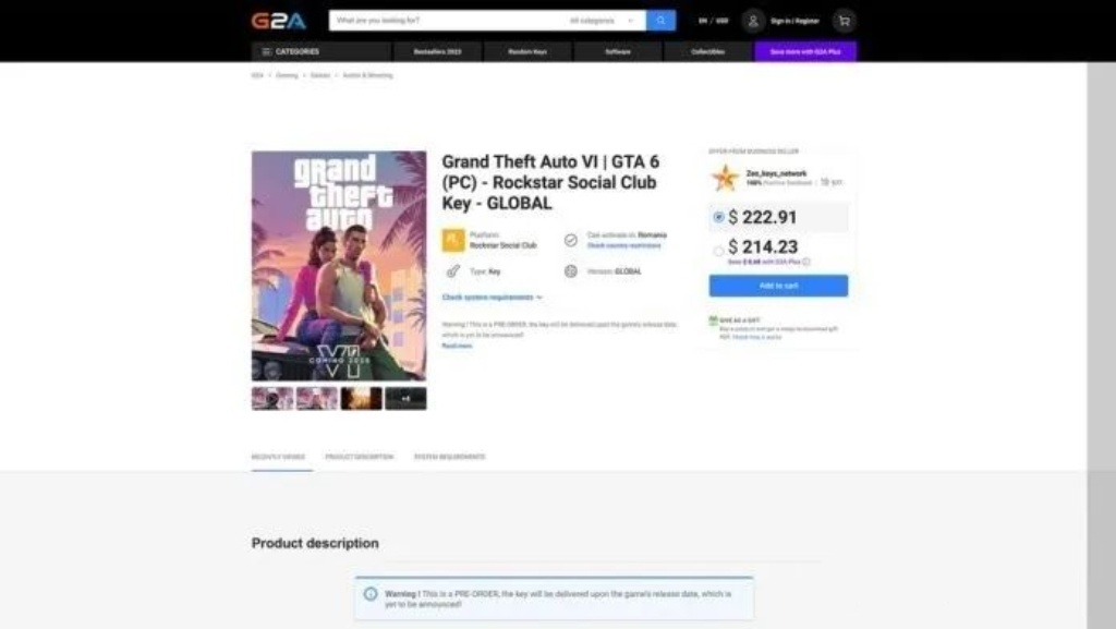 【PC遊戲】警惕《GTA6》預購測試詐騙 225美元好評如潮-第1張