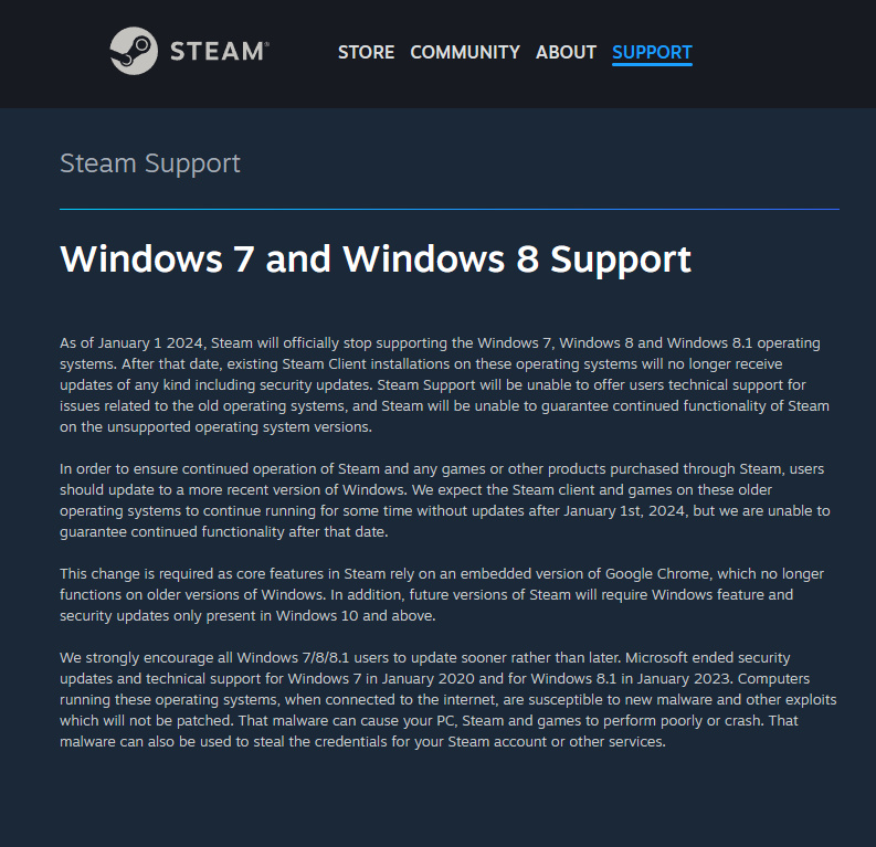 【PC游戏】Steam今日正式停止支持:微软Win7/8/8.1系统！-第1张