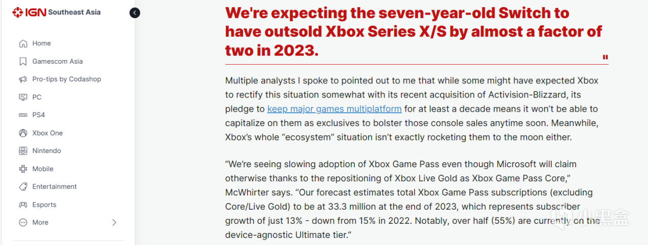 【PC遊戲】分析師：2023年微軟XGP訂閱用戶預估3330萬，增幅低於2022年