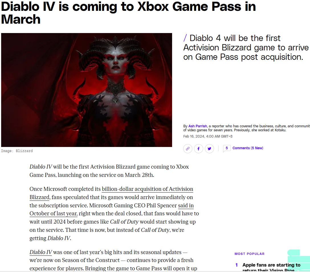 【PC遊戲】Xbox旗下四款遊戲將登錄全平臺;暴雪的《暗黑破壞神4》將登錄XGP-第1張