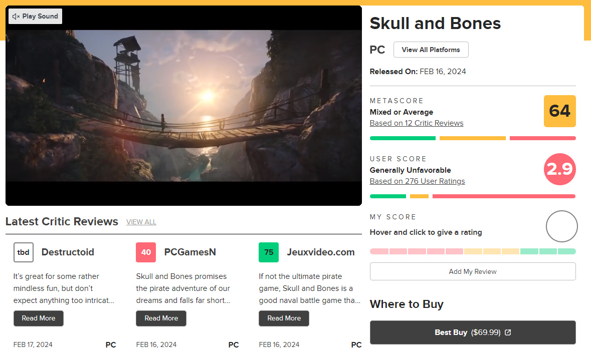 《完蛋》前传DLC将在成都开拍；《碧海黑帆》M站用户评分开年最低