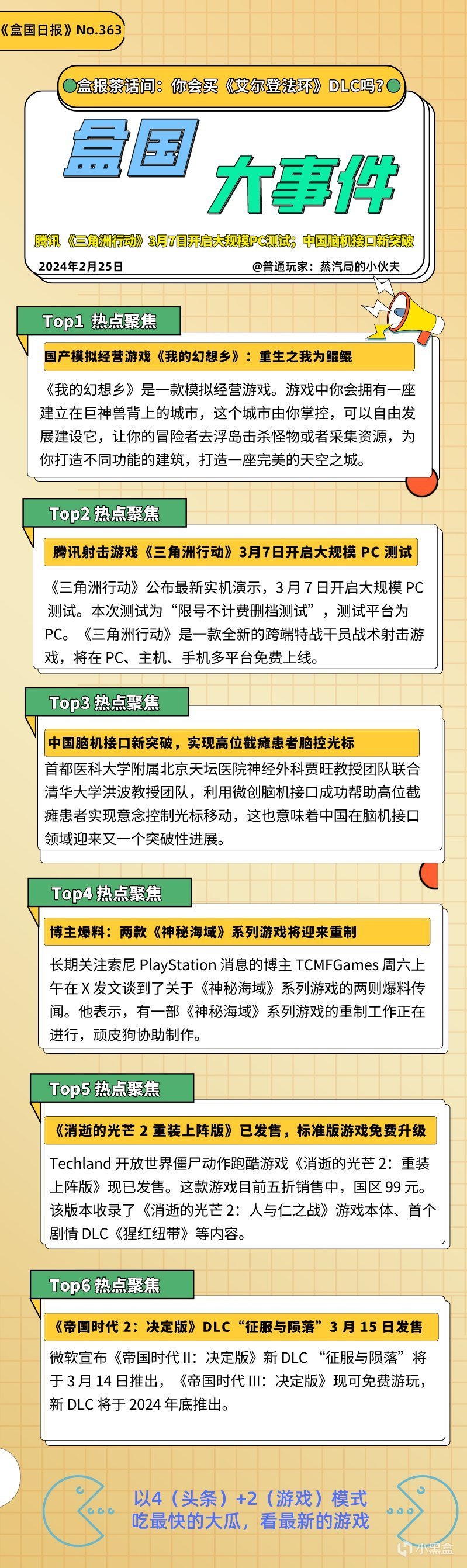 【PC遊戲】騰訊 《三角洲行動》PC測試定檔3月7日；中國腦機接口技術新突破