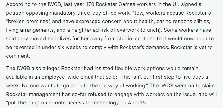 【主机游戏】热门GTA6开发接近尾声，员工抗议R星办公室工作五天制的要求-第3张