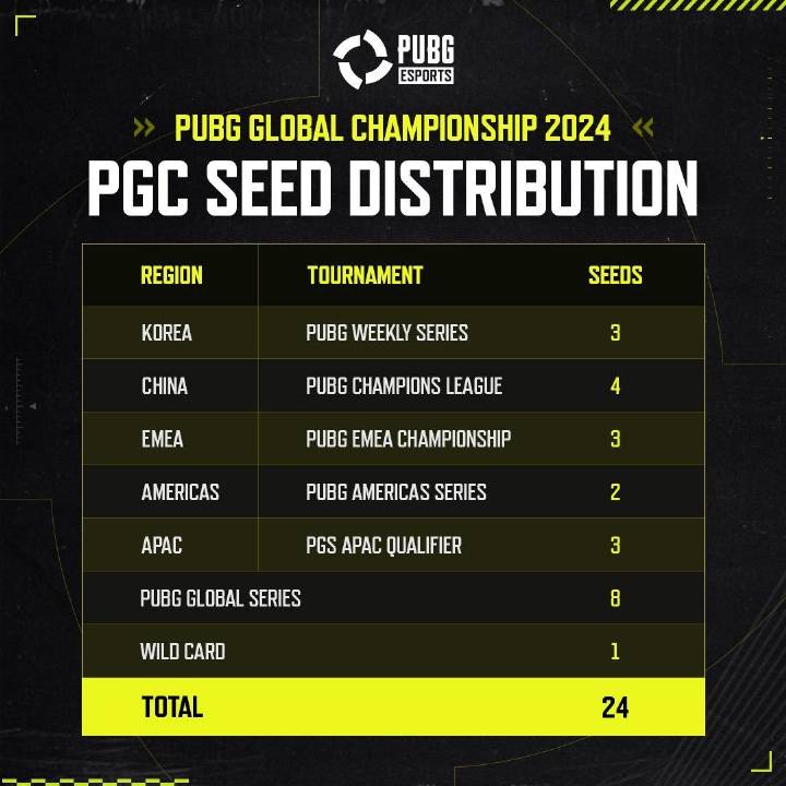 【绝地求生】2024PGC之路 PUBG电竞积分分布-第2张