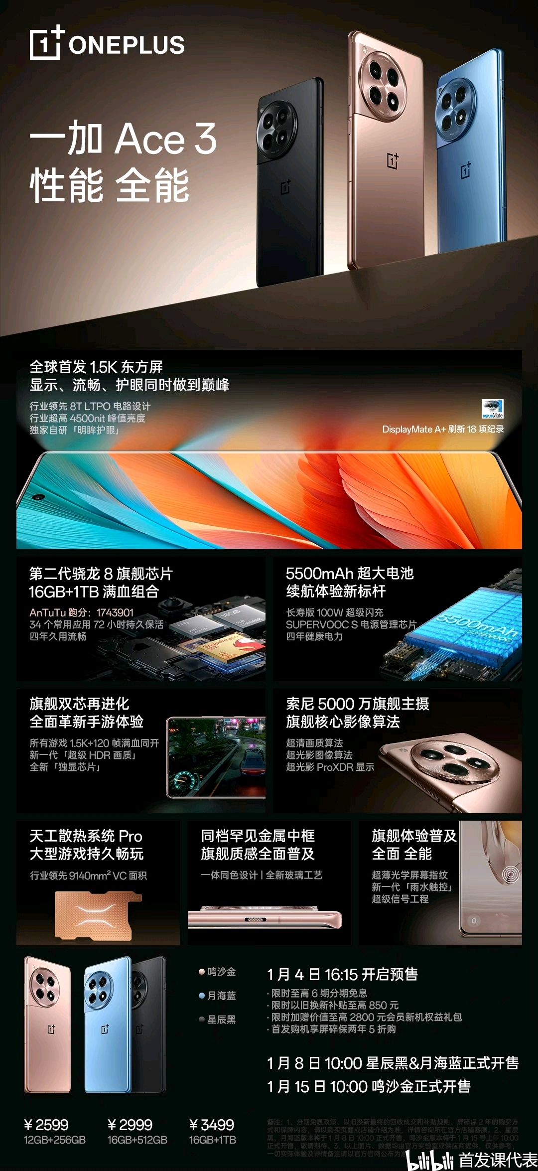 【球盟会】一加 Ace 3 Pro，核心配置公布：骁龙 8 Gen 3