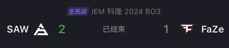 IEM科隆2024:強強對話！SAW 2-1 FAZE