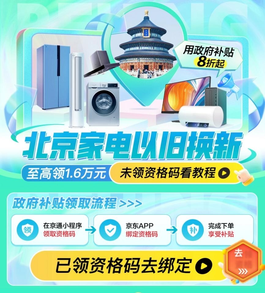 北京以旧换新补贴发放！购笔记本等至高立减2000元