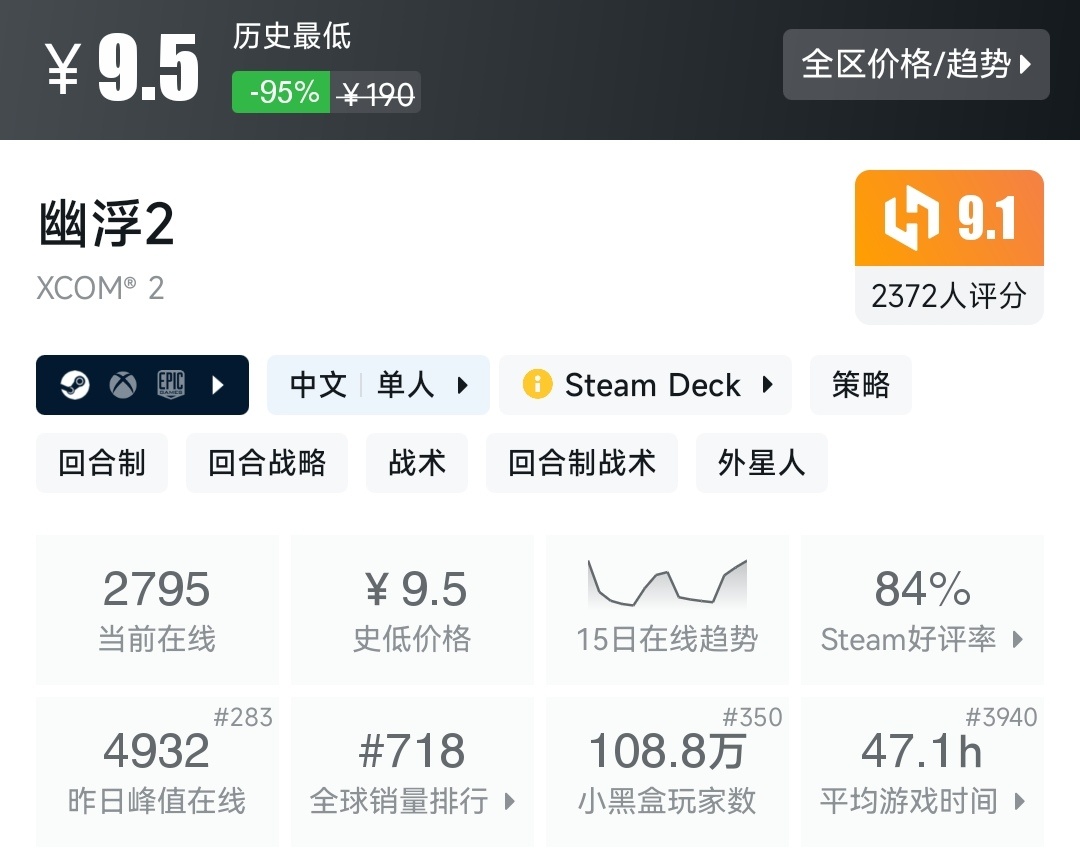 全场0.5折（-95%），Steam冬促0.5折游戏一览