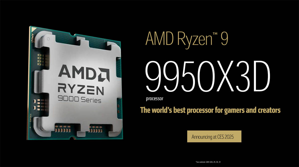 CES 2025：AMD锐龙9 9950X3D9900X3D处理器，游戏性能领先对手20%