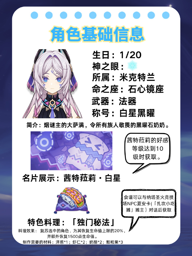 【V5.3】「白星黑曜」——茜特菈莉角色培养攻略-第1张