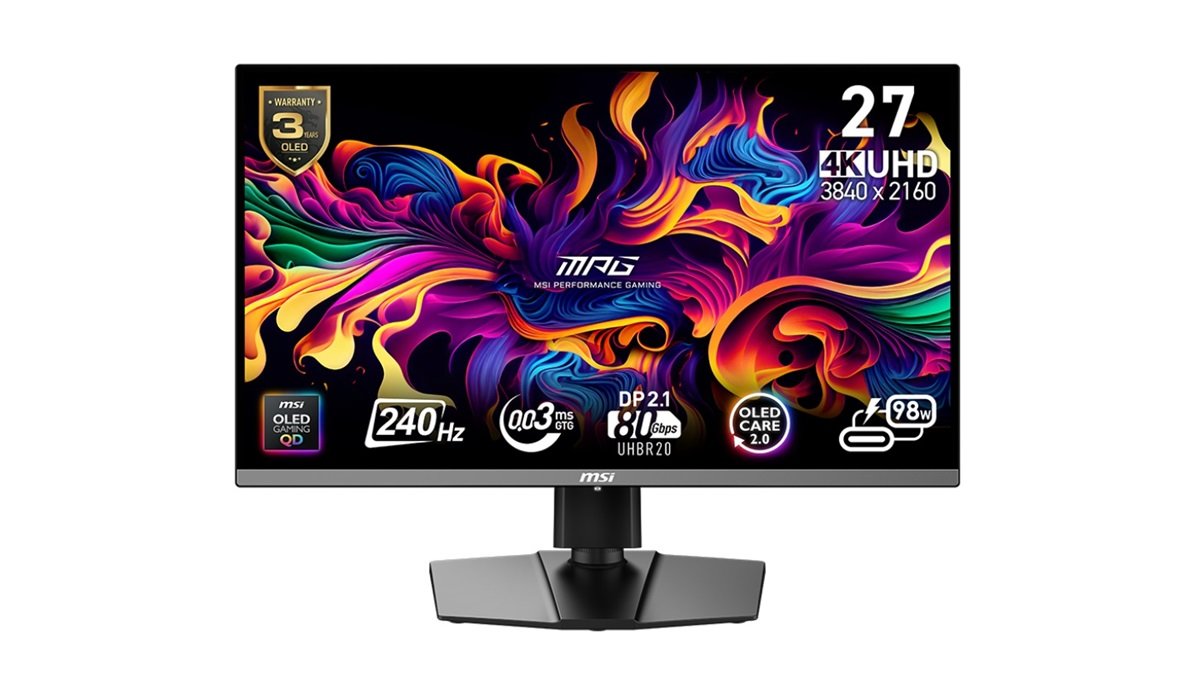 微星MPG272URX显示器上架4K@240Hz QD-OLED，满血DP 2.1，6999元