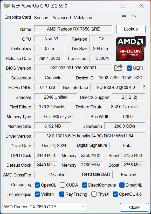 AMD Radeon RX 7650 GRE首发评测:1080P新锐游戏显卡，力压4060-第7张