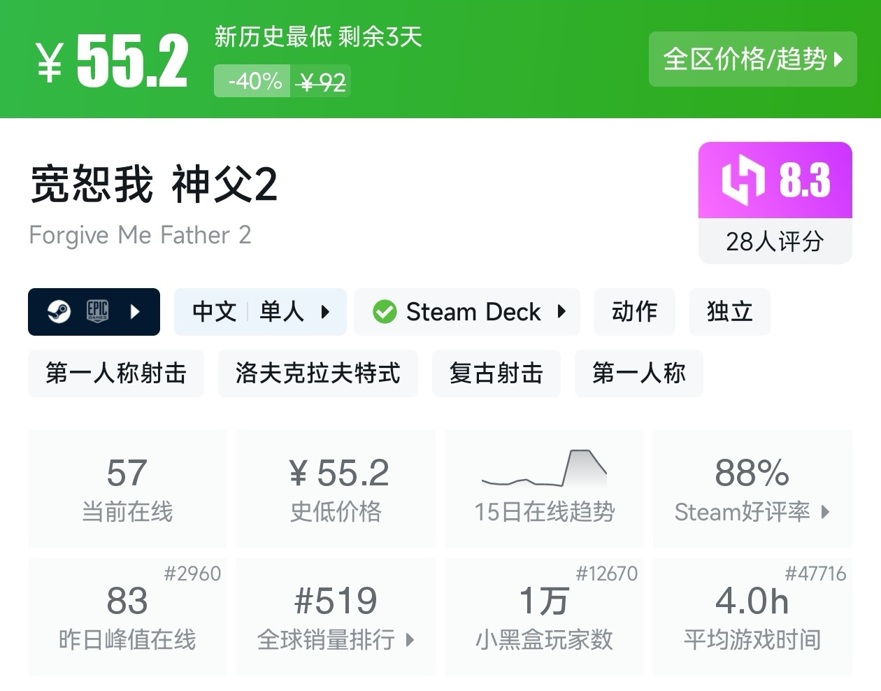 【球盟会】Steam周间特惠2月26日87款折扣游戏汇总