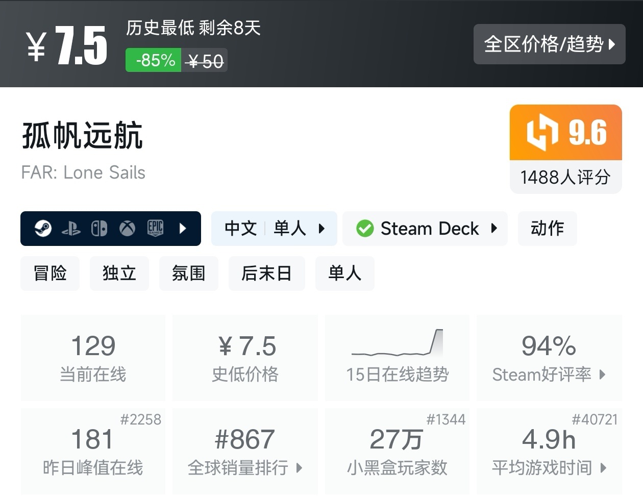 【球盟会】Steam周间特惠2月26日87款折扣游戏汇总