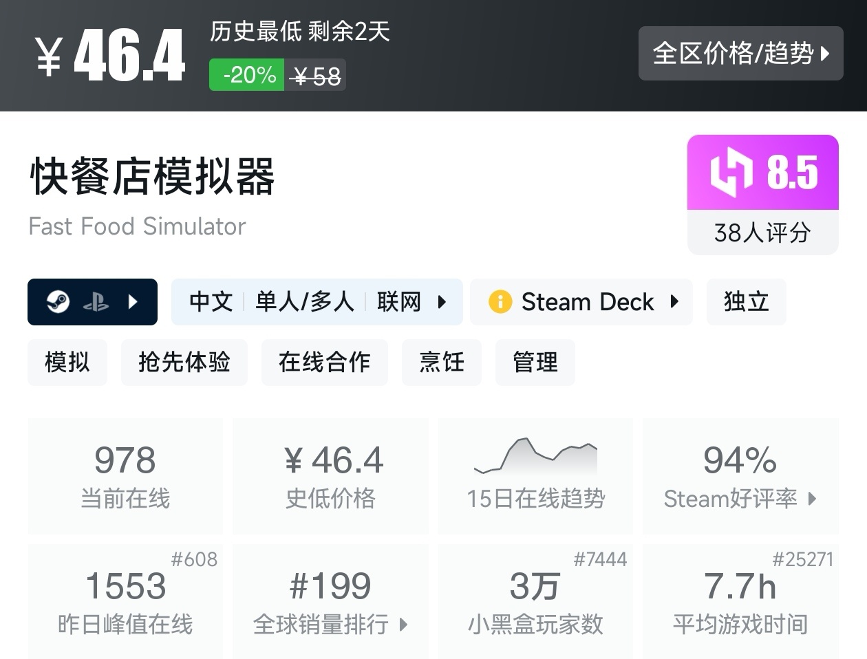 【球盟会】Steam周间特惠4月23日70款史低游戏汇总