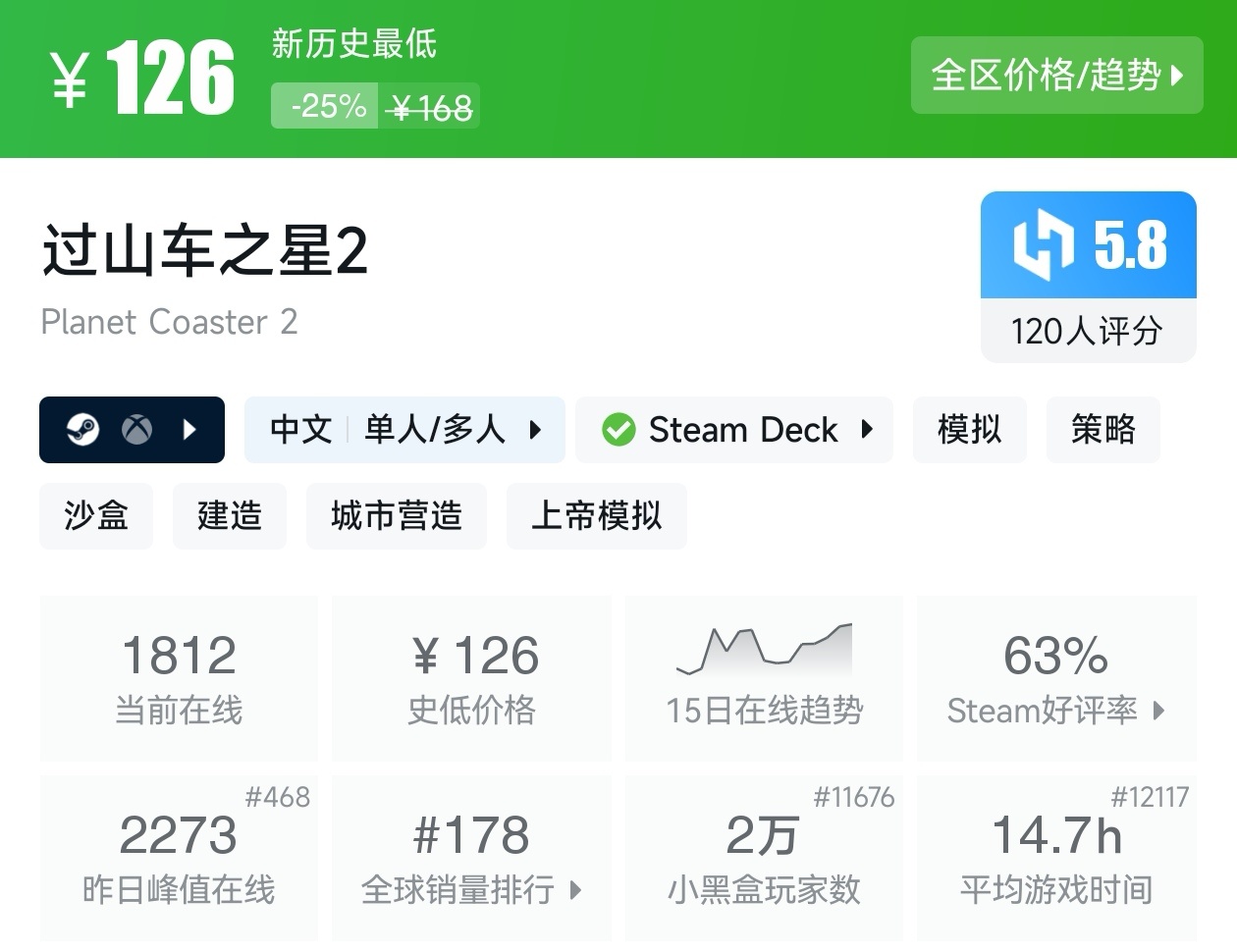 【球盟会】Steam周间特惠4月23日70款史低游戏汇总