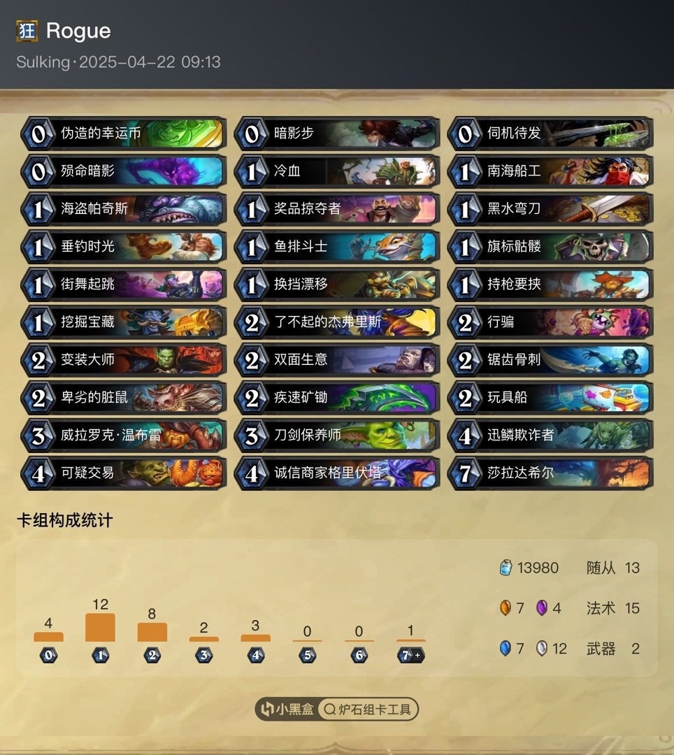 【炉石传说】4.22狂野环境周报