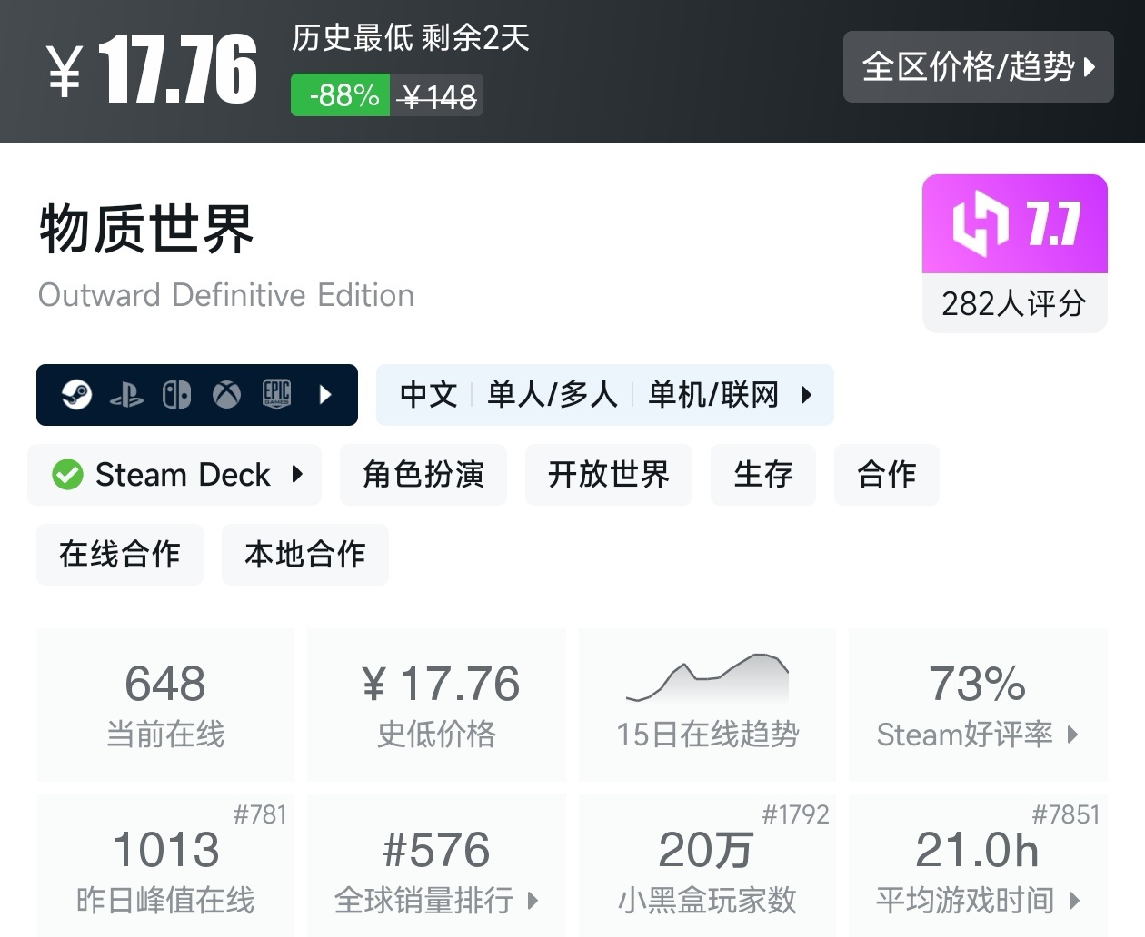 Steam近期47款20元以下折扣游戏汇总，多款最后一天！