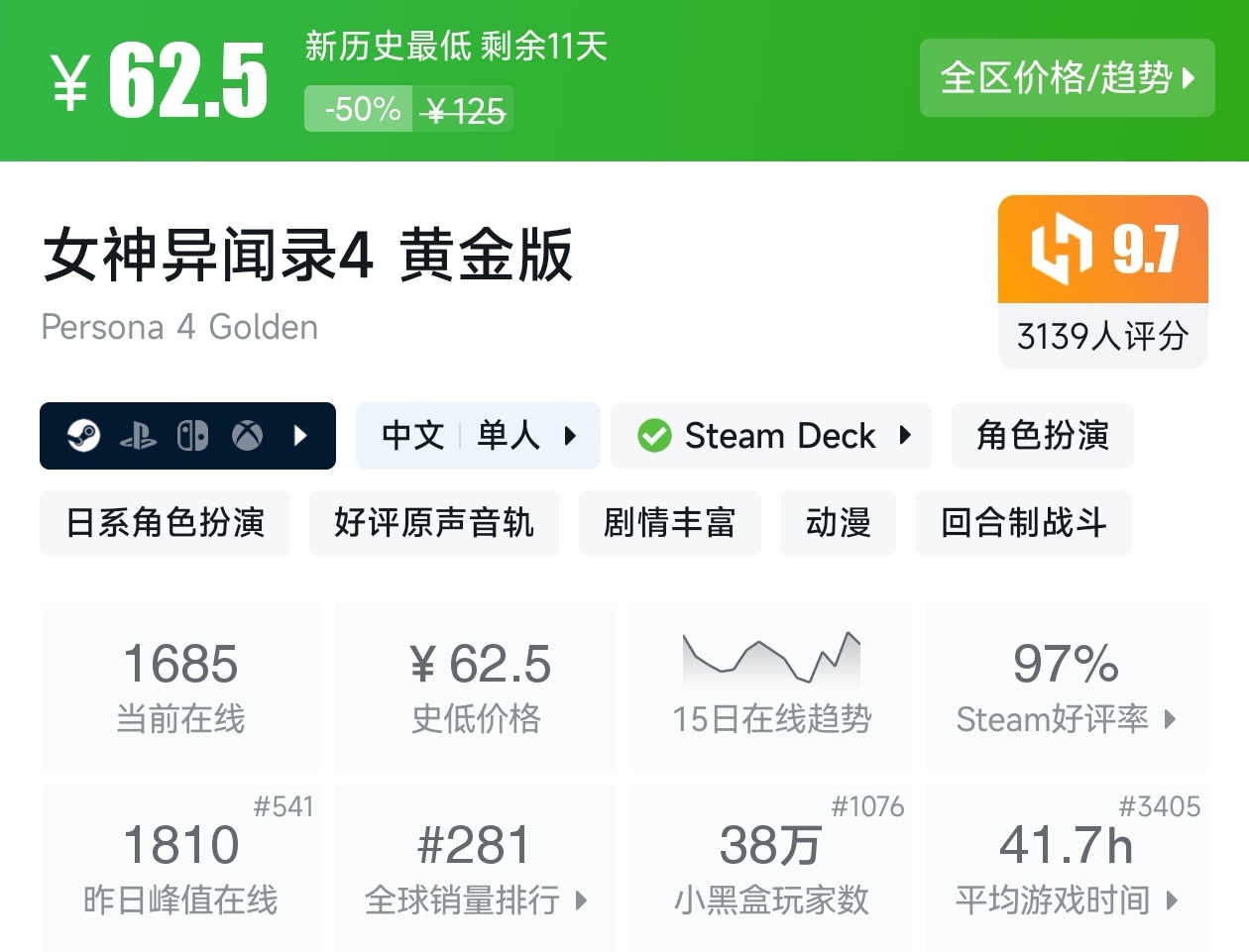 等等党的大胜利！Steam近期39款新史低游戏汇总
