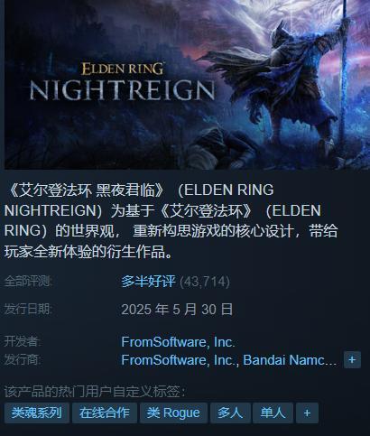 《艾尔登法环：黑夜君临》DLC与双人模式年内上线