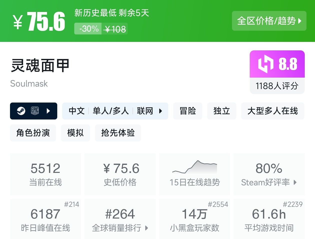 等等党的大胜利！Steam6月14日30款新史低游戏汇总