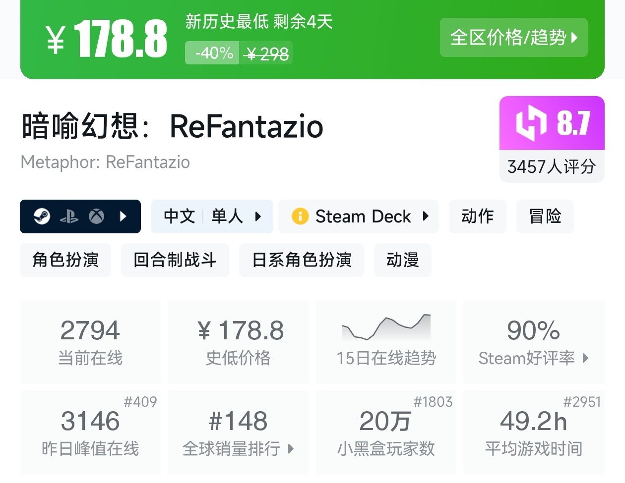 Steam夏促79款回合制游戏折扣汇总