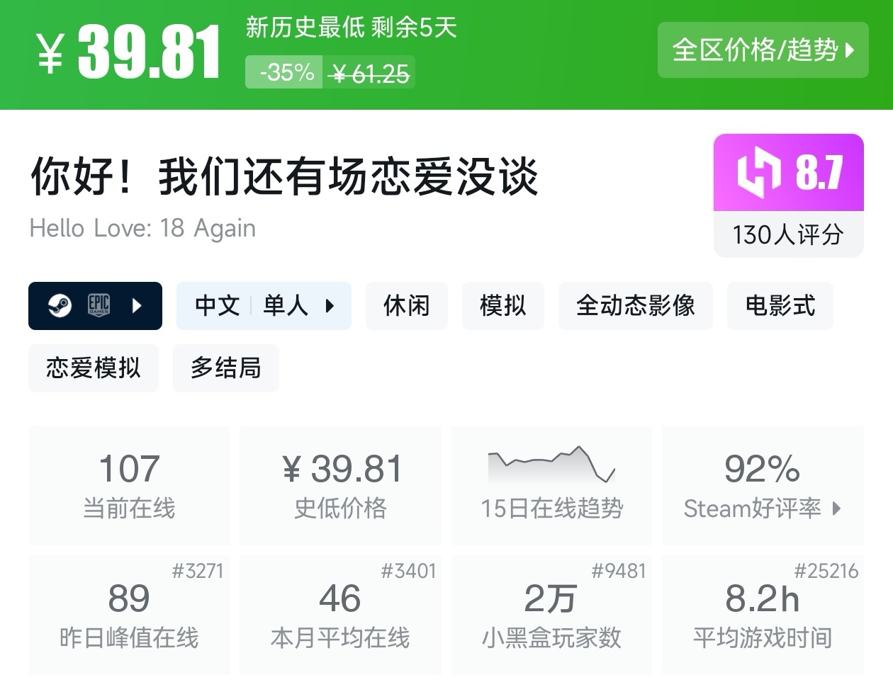 盘点Steam上10款好评影游游戏（影游合集）