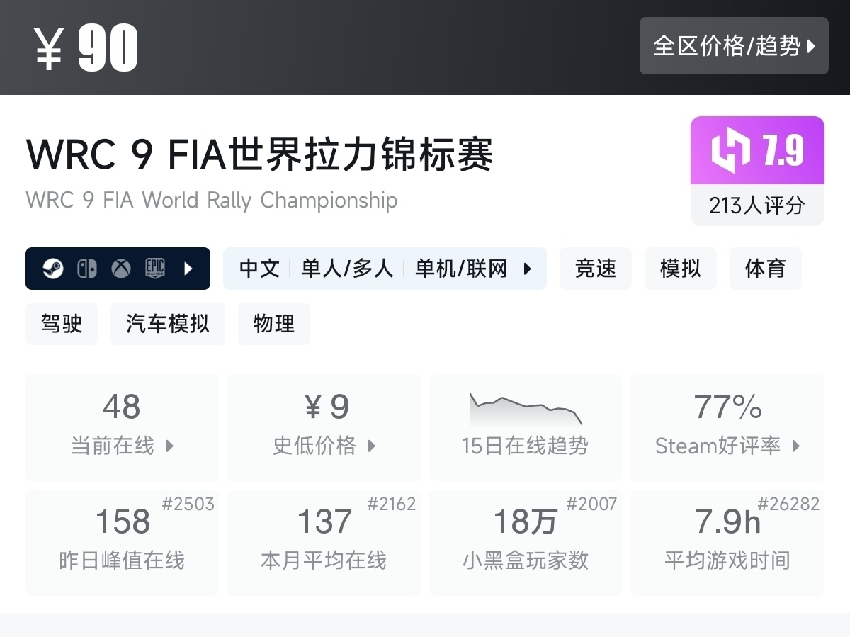 【7.30】不止1折！竞速游戏节92款史低游戏汇总