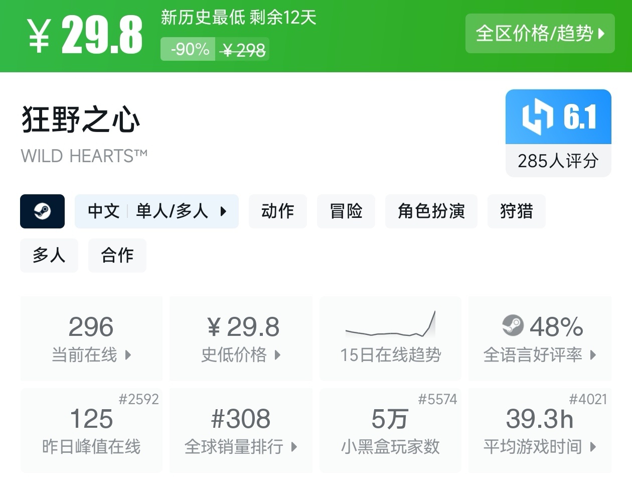 全场骨折价！Steam9月13日23款一折游戏折扣汇总