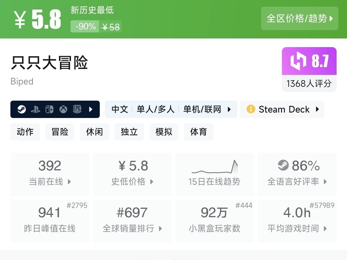 【Steam/10.1】国庆玩点啥？秋促46款一折游戏专场！！！