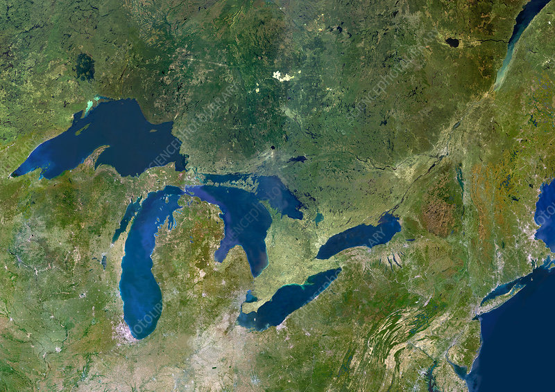 Great Lakes, satellite image - Stock Image - E590/0216 - Science Photo  Library